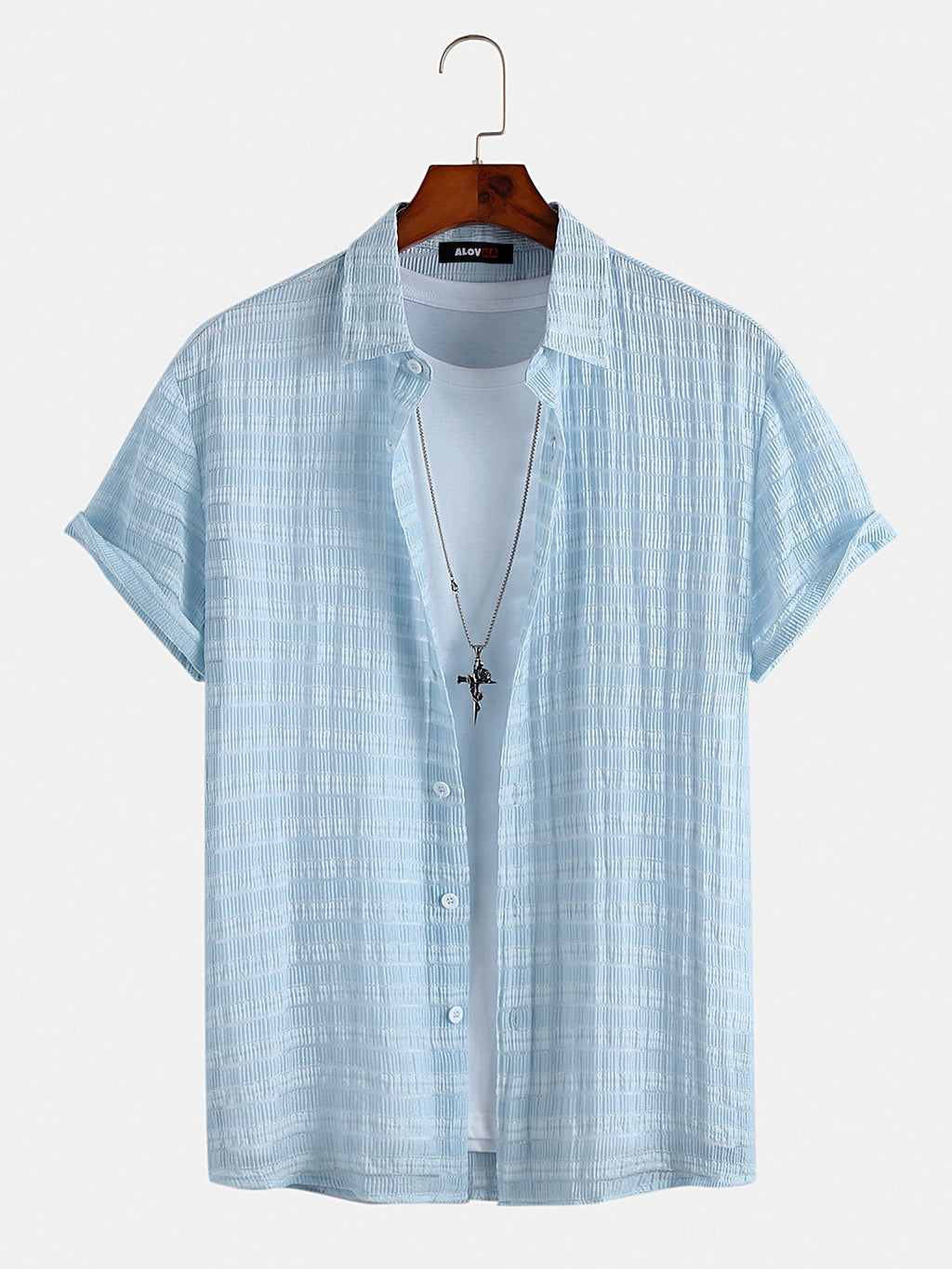 BARONBY Mavi Kısa Kollu Kazak Gömlek