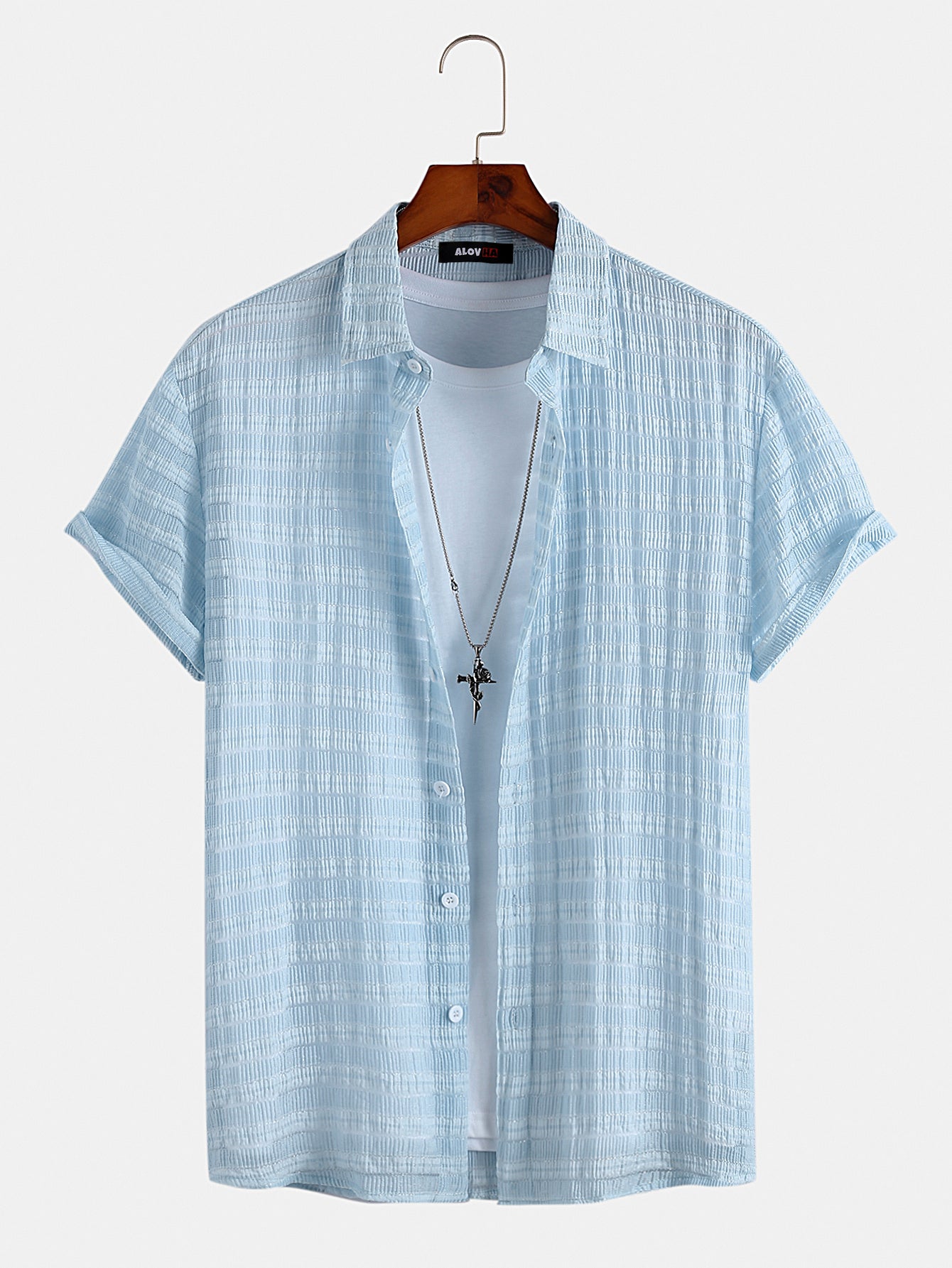 BARONBY Mavi Kısa Kollu Kazak Gömlek