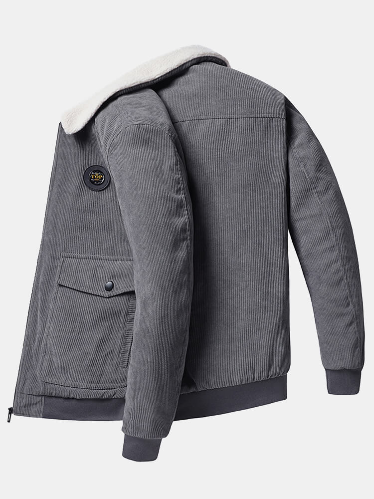 Cord-Sherpa-gefütterter dicker Thermo-Freizeitmantel