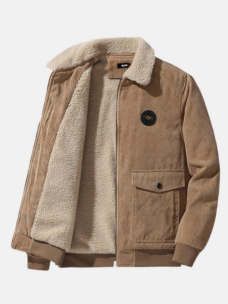 Dicker Thermomantel mit Sherpa-Futter aus Cord