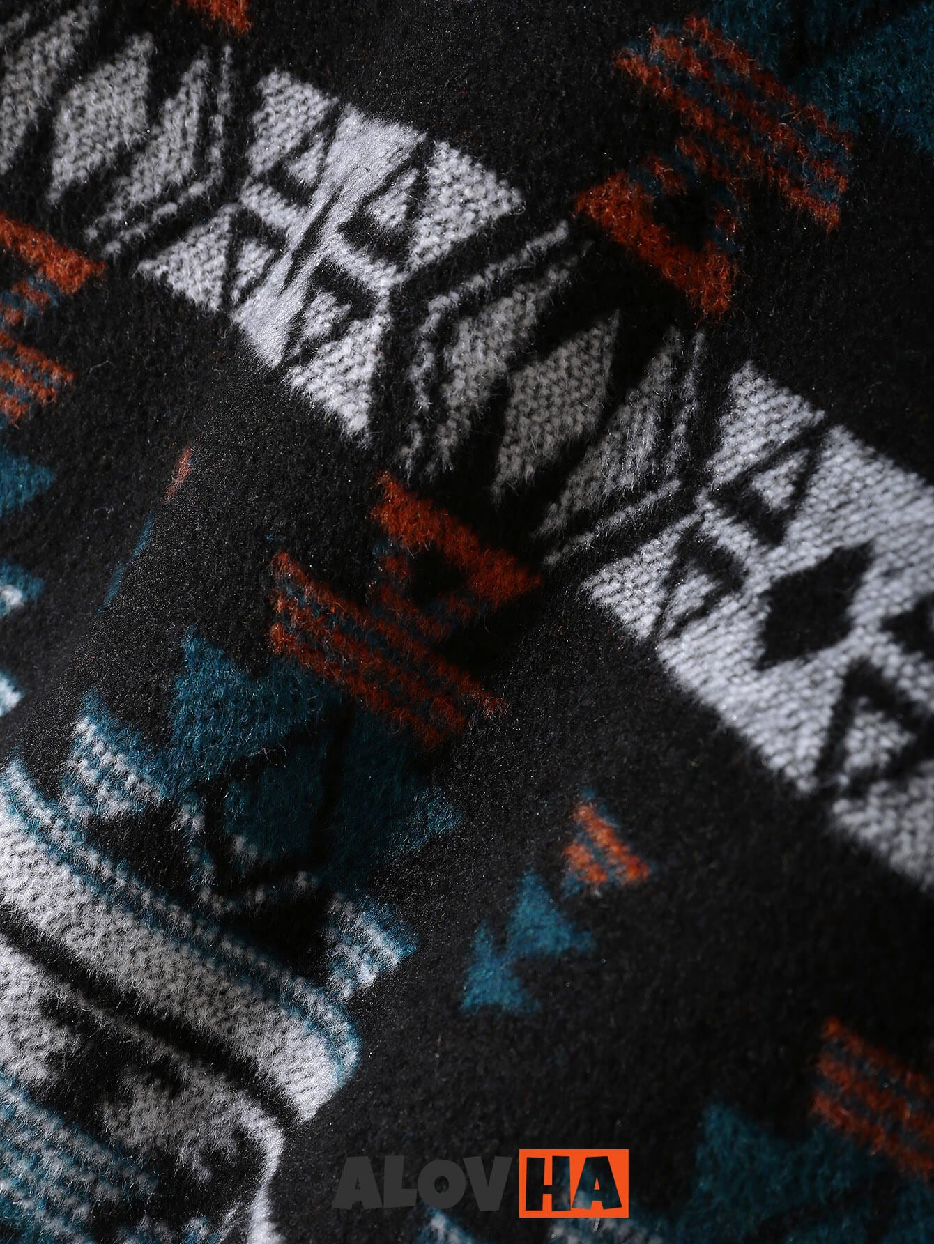 Mens Aztec Flannel Long Sleeve Button Up Overshirt