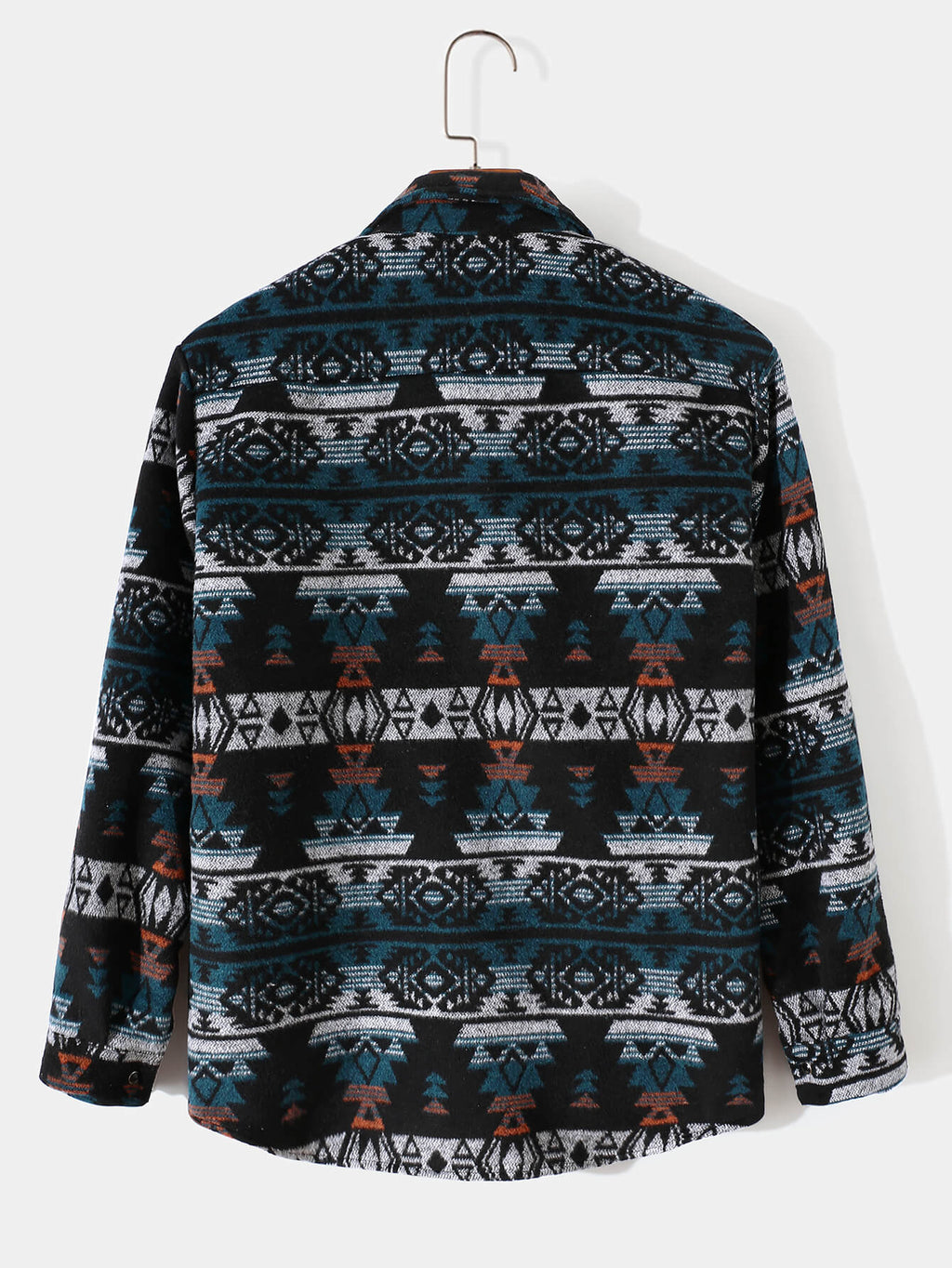 Mens Aztec Flannel Long Sleeve Button Up Overshirt