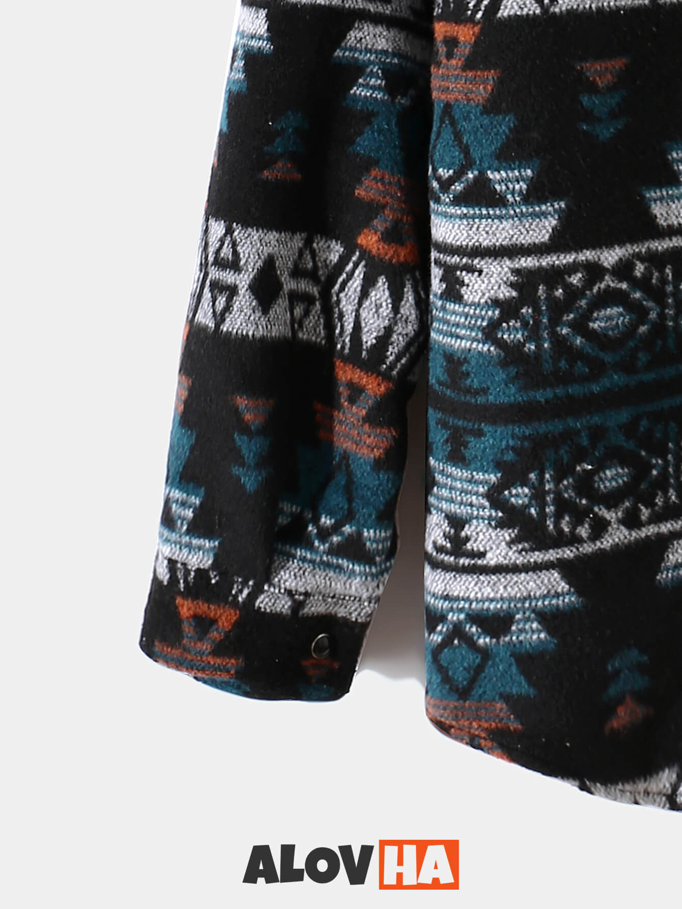 Mens Aztec Flannel Long Sleeve Button Up Overshirt