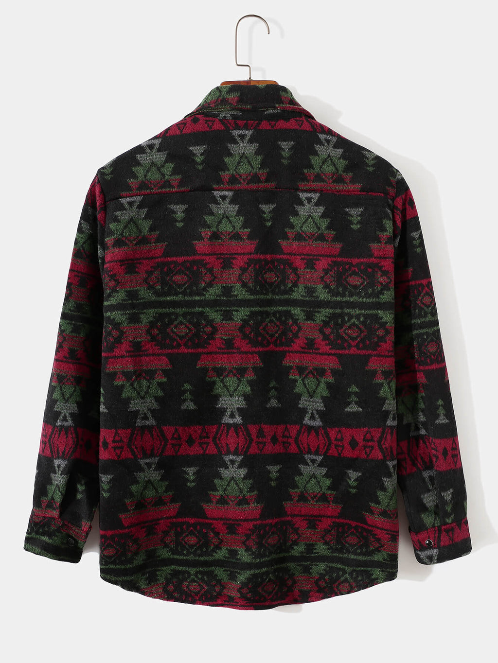 Mens Aztec Flannel Long Sleeve Button Up Overshirt