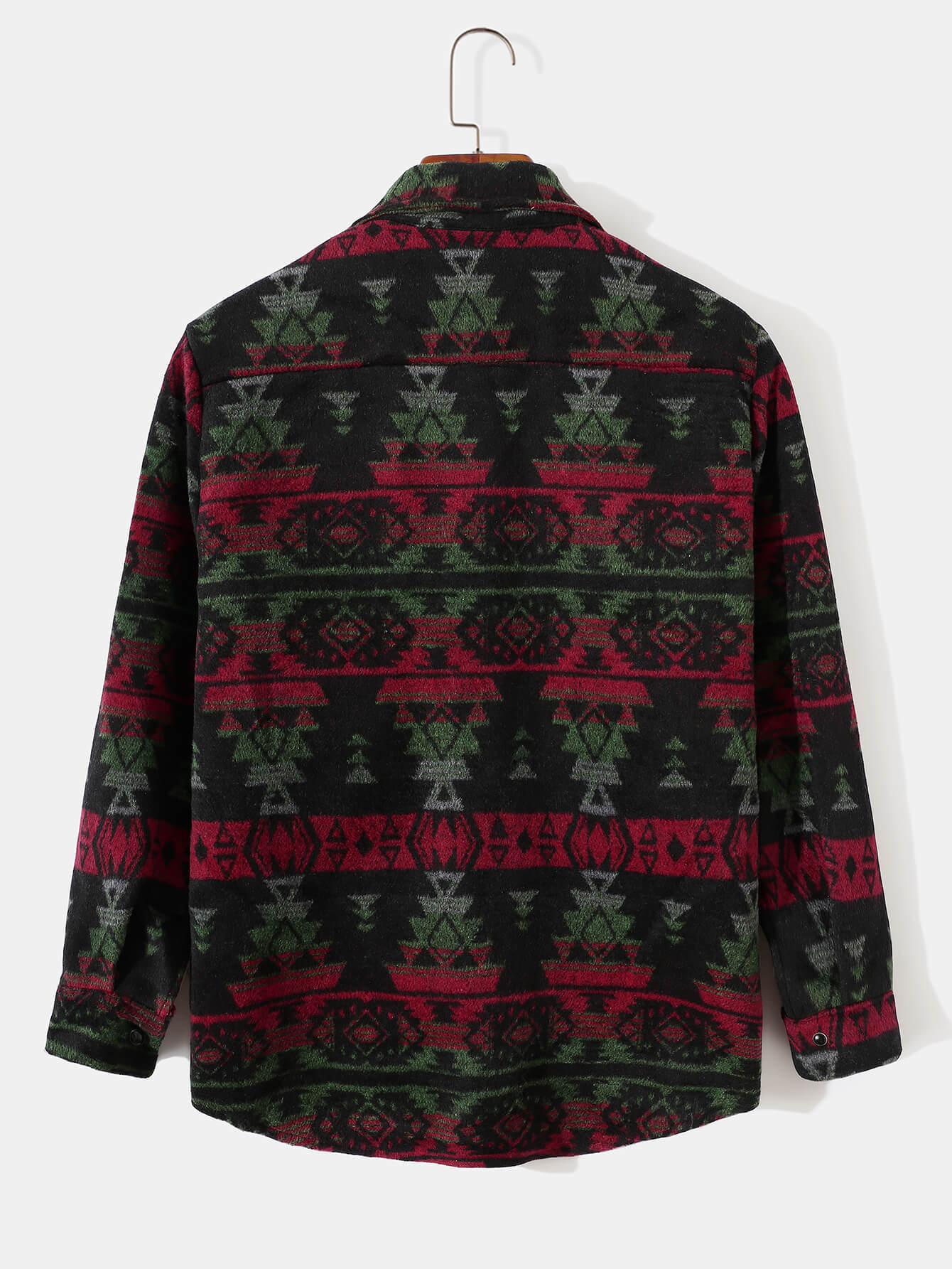 Mens Aztec Flannel Long Sleeve Button Up Overshirt