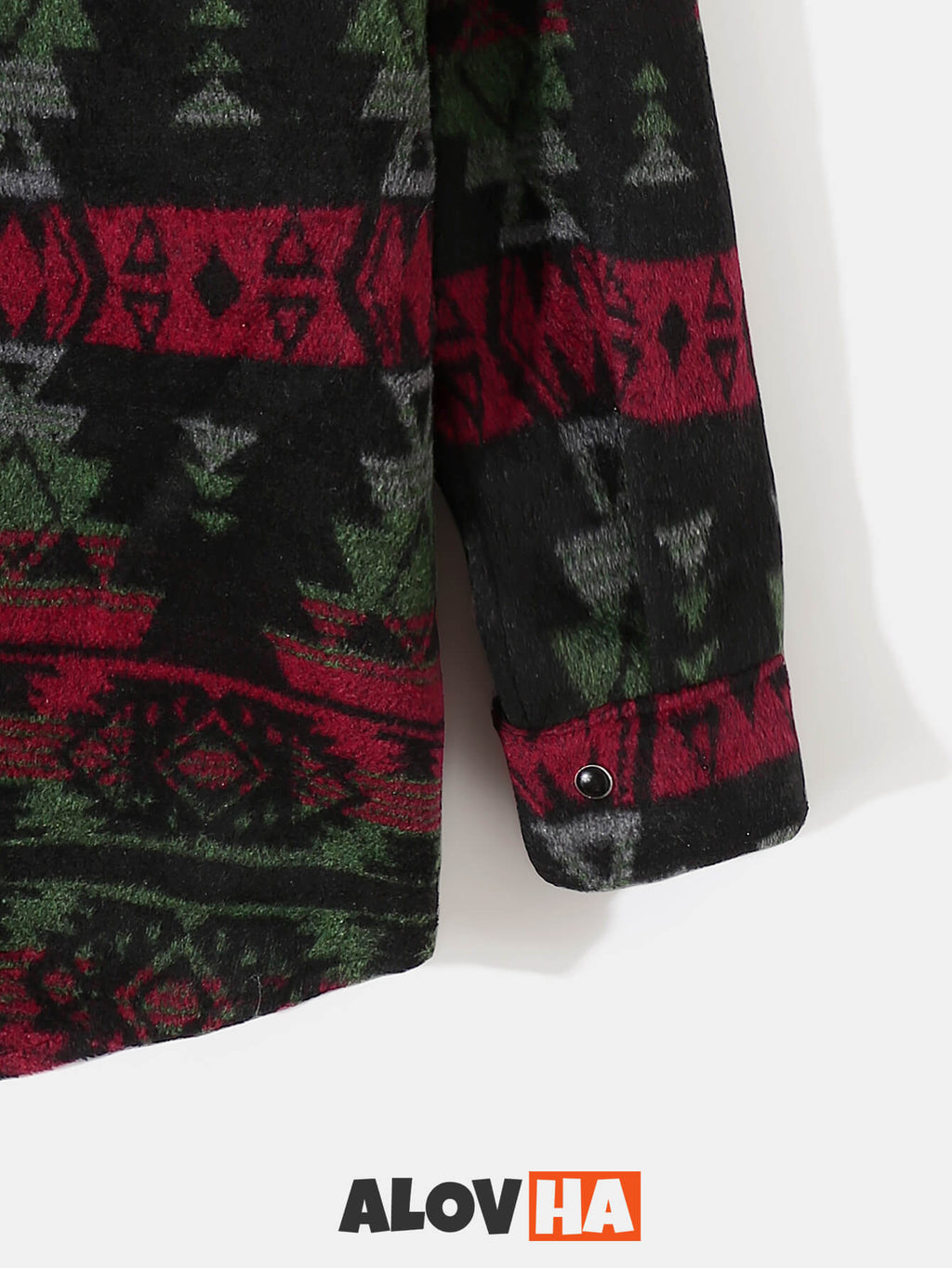 Mens Aztec Flannel Long Sleeve Button Up Overshirt