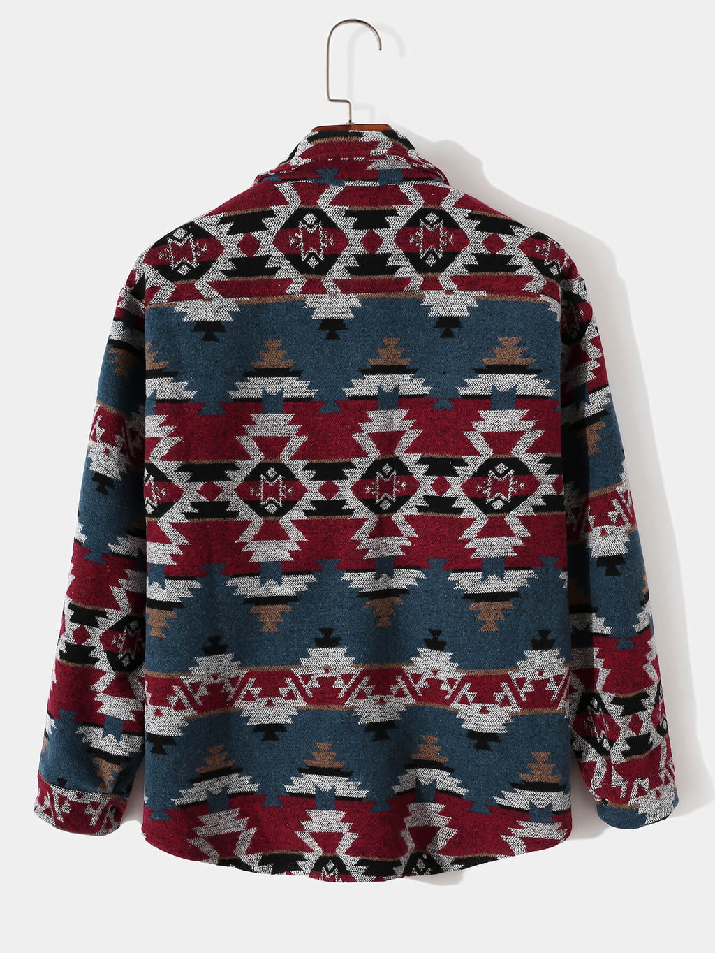 Mens Aztec Flannel Long Sleeve Button Up Overshirt