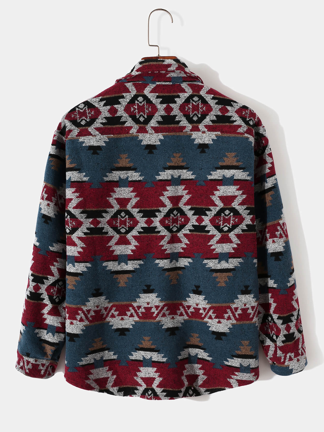 Mens Aztec Flannel Long Sleeve Button Up Overshirt