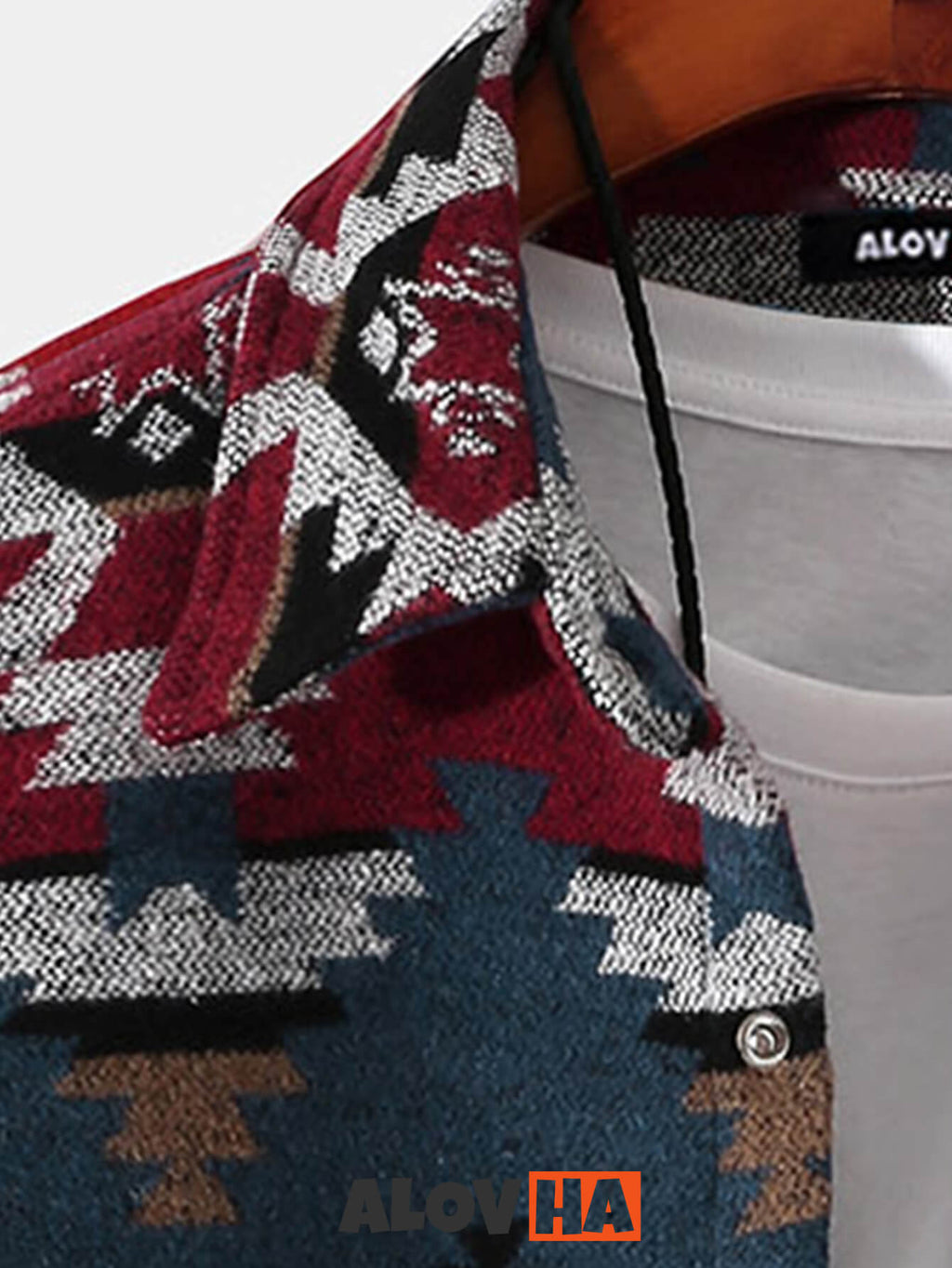 Mens Aztec Flannel Long Sleeve Button Up Overshirt