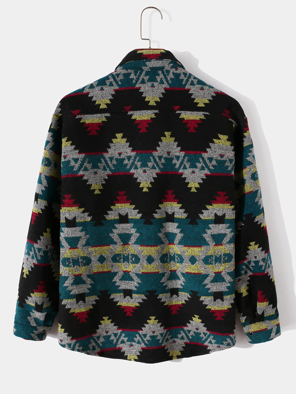 Mens Aztec Flannel Long Sleeve Button Up Overshirt