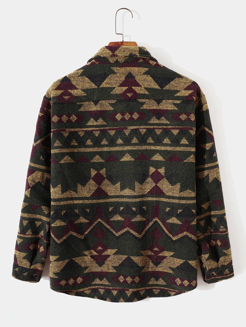 Mens Aztec Flannel Long Sleeve Button Up Overshirt