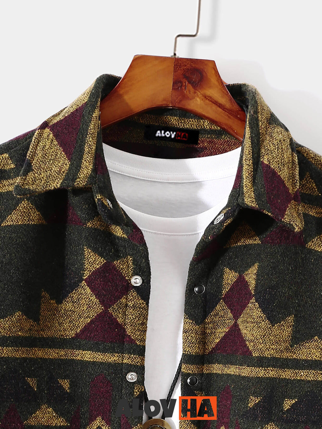 Mens Aztec Flannel Long Sleeve Button Up Overshirt