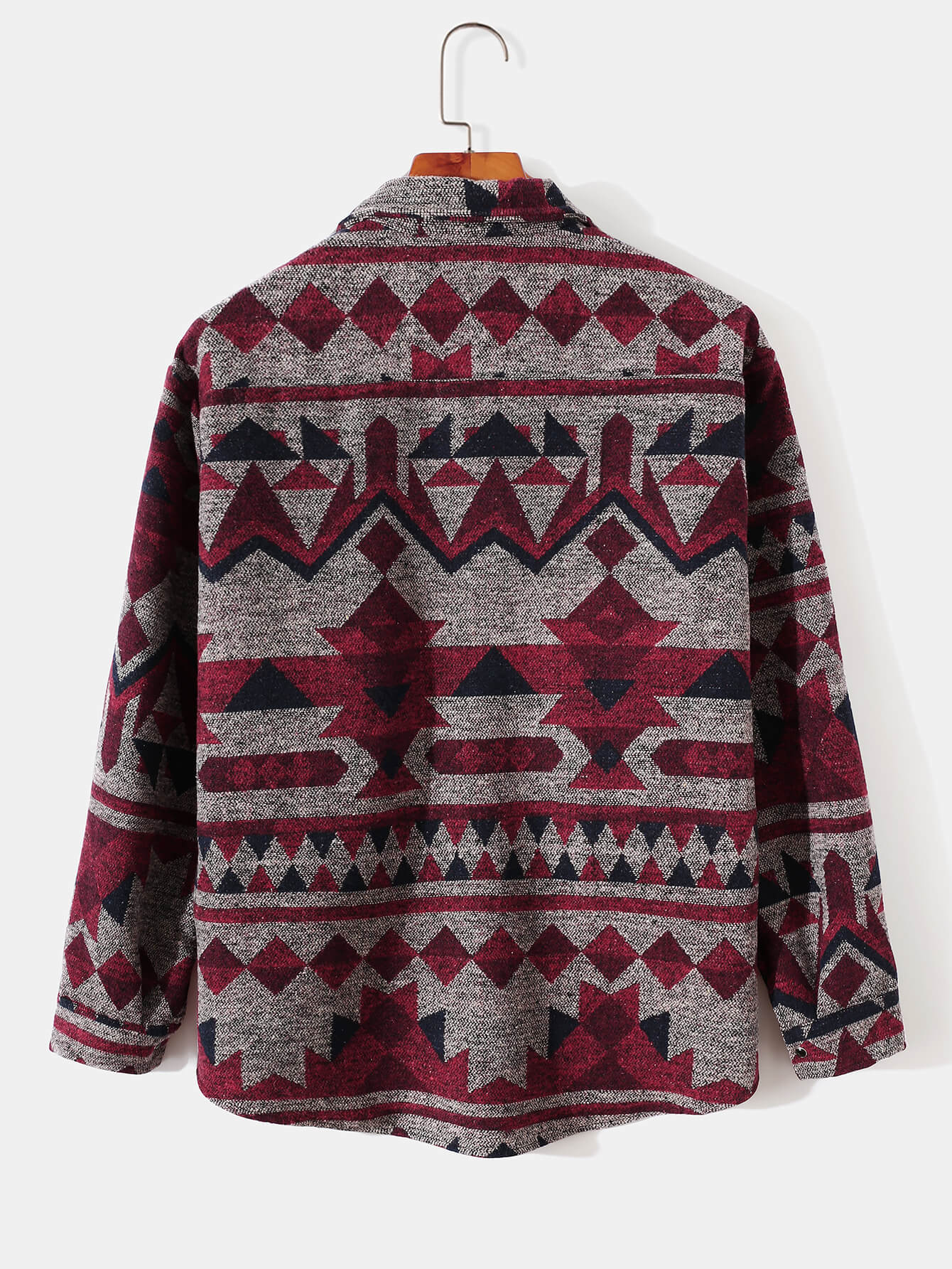 Mens Aztec Flannel Long Sleeve Button Up Overshirt