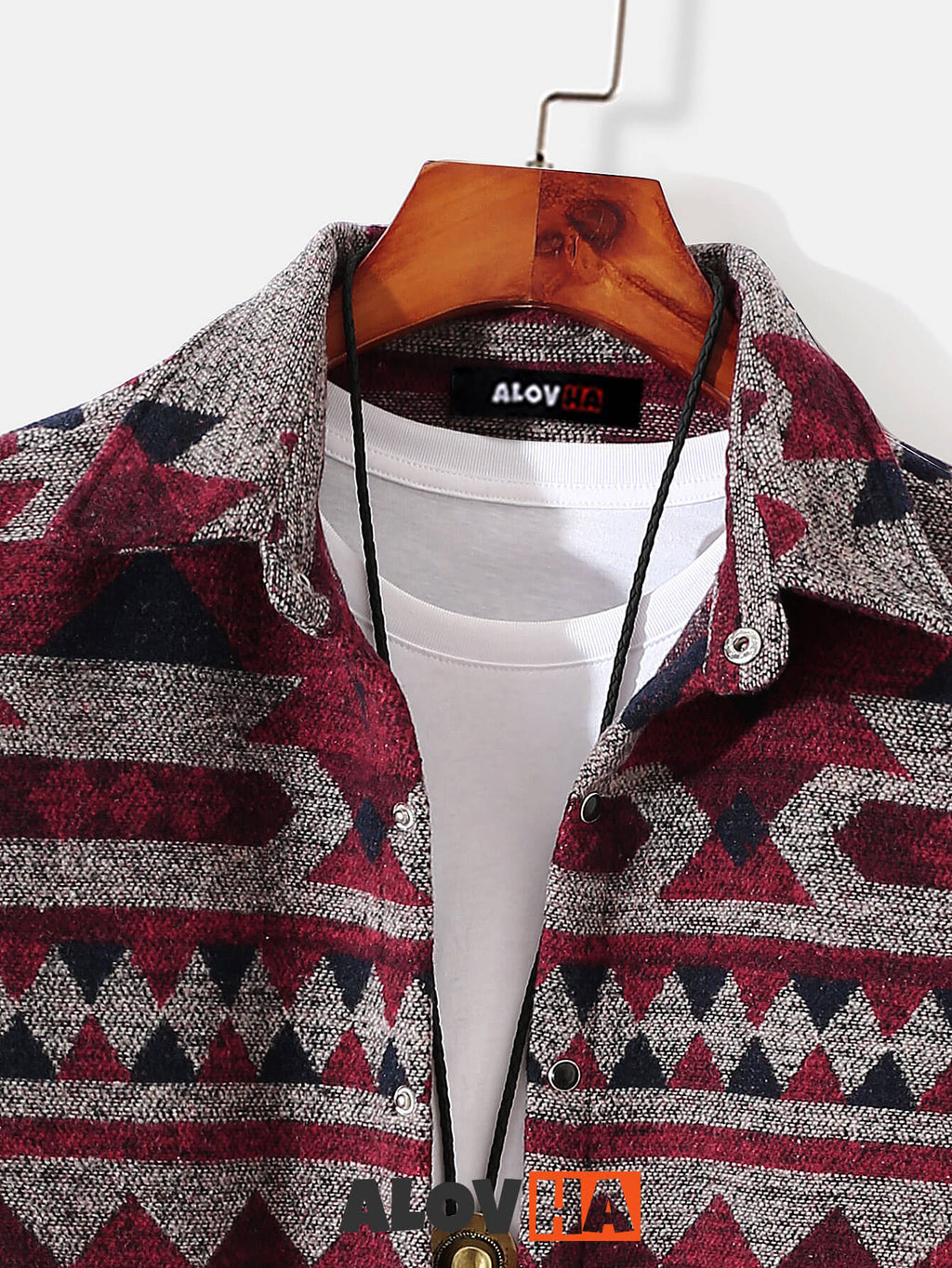 Mens Aztec Flannel Long Sleeve Button Up Overshirt