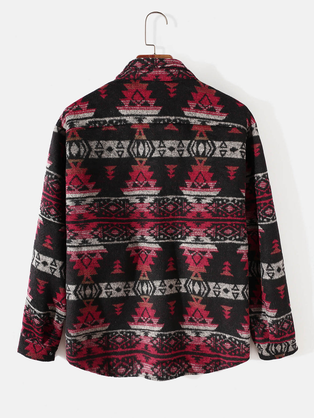 Mens Aztec Flannel Long Sleeve Button Up Overshirt