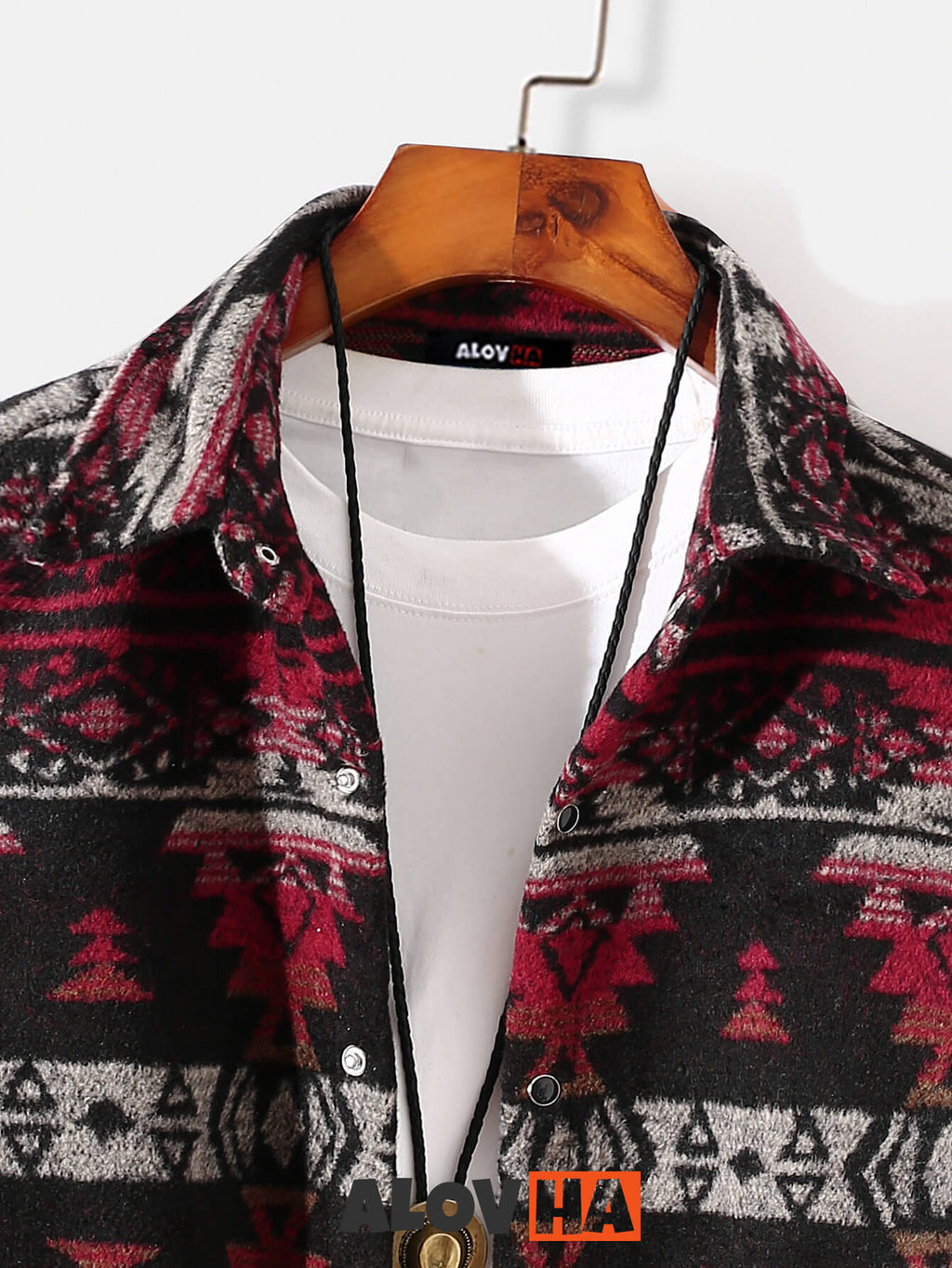 Mens Aztec Flannel Long Sleeve Button Up Overshirt